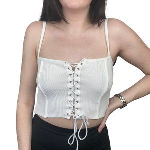 White Square Neck Cropped Tank